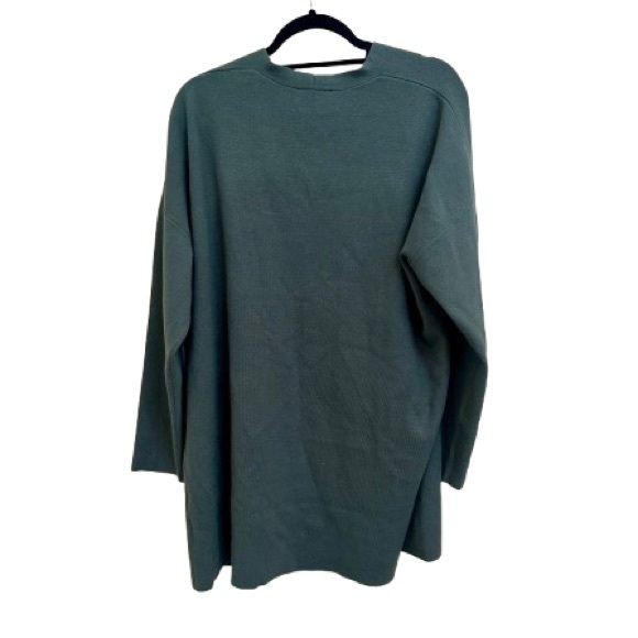 NWOT! Express Cozy Fall Winter Hunter Green Long Open Cardigan in Size Large - Picture 2 of 9